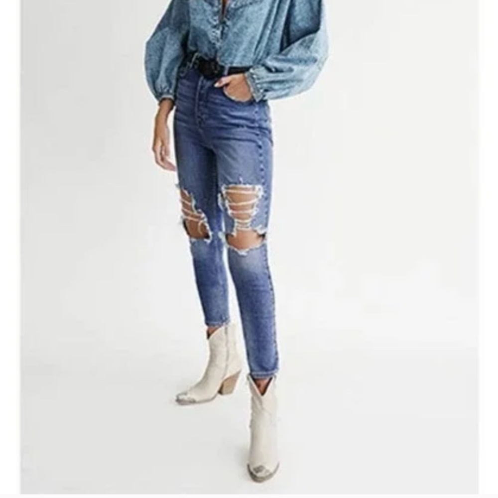 Free People Phoenix Distressed High Rise Skinny Jeans 25